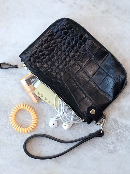 POUCH Wallet with Wrist Strap - Black Alligator | Hertwill