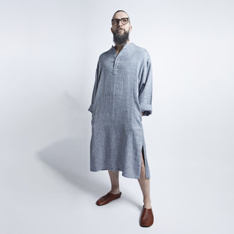 Linen Men's Dress - Blue / Gray Linen Men's Dress - Blue / Gray