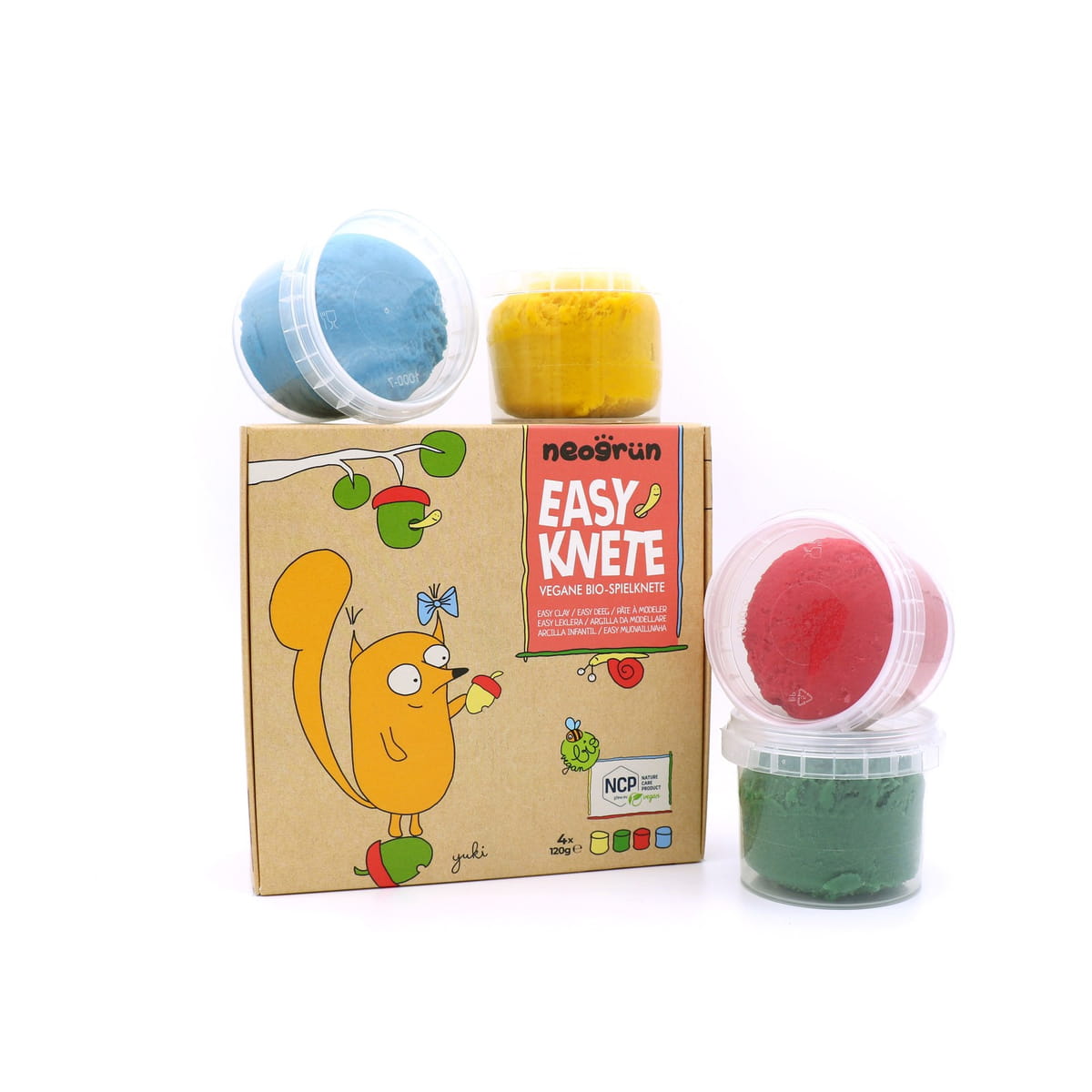 Neogrün Organic Easy Clay Set 4x120g – Yellow, Green, Red, Blue