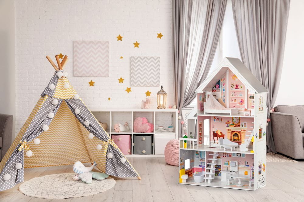 Wooden Dollhouse Liselle with LED Lights | Hertwill