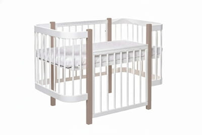 Baby Crib ELIN with Mattress - Cappuccino/White