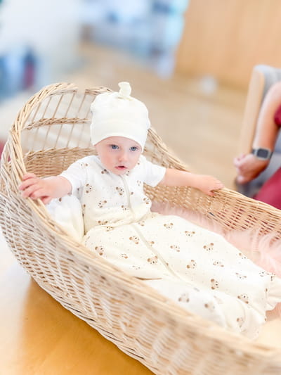 Baby Swaddle and Sleeping Bag 2.5 TOG – Beige / White, 6–24 Months