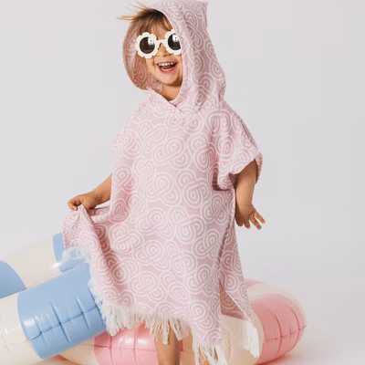 Bamboo Kids Bath Poncho - Rose