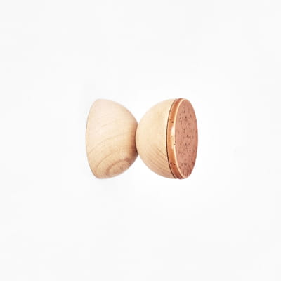 Beech Wood & Ceramic Wall Hook / Knob - Terracotta Orange Specks
