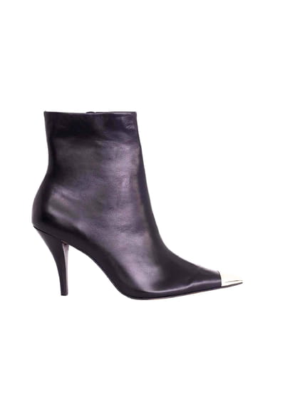 Black Calf Leather Ankle Boots Inga – 8.7cm Heeled Pointed-Toe