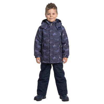 Blue Dinosaur Print Spring/Autumn Jacket and Dungaree Trousers Set