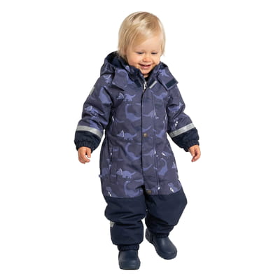 Blue Dinosaur Print Spring/Autumn Toddler Overall with Contrast Panels