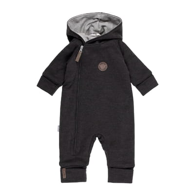 Cotton-Lined Merino Wool Baby Overall – Dark Grey