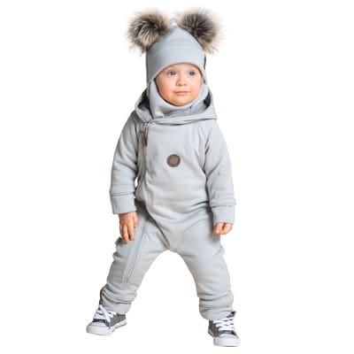 Cotton-Lined Merino Wool Baby Overall – Light Grey