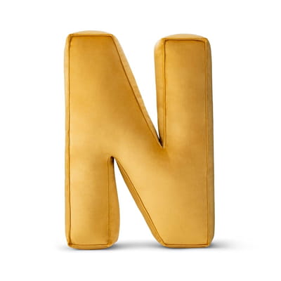 Decorative Velvet Letter Pillow – Yellow N
