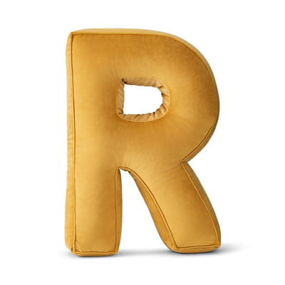 Decorative Velvet Letter Pillow – Yellow R