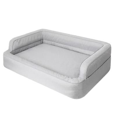Mano Ergonomic Dog Bed with Removable Cover – Grey, L