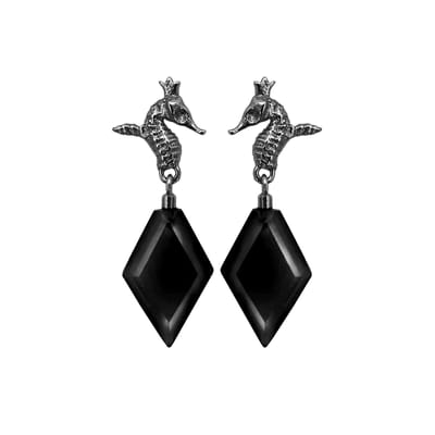 Hippo Crystal Black Earrings