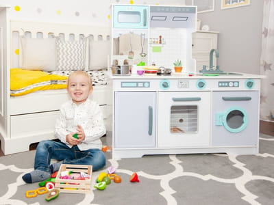 Large Wooden Play Kitchen for Children with Accessories