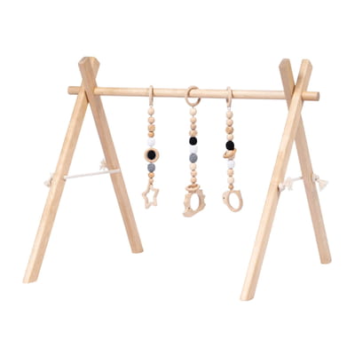 Wooden Baby Gym with Black & White Toys