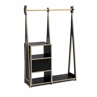 Montessori Wardrobe with Storage – Black