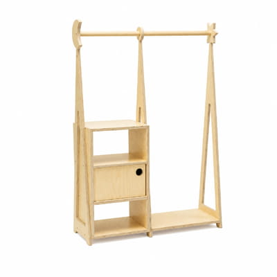 Montessori Wardrobe with Storage – Natural