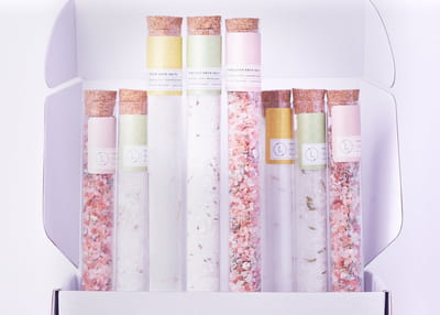 Natural Bath Salts Gift Set in 8 Glass Tubes