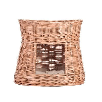 Natural Wicker Cat House Cari With Cushions