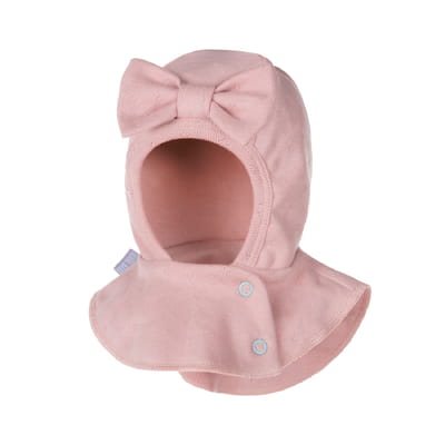 Pink Pointelle Cotton Baby Balaclava with Bow