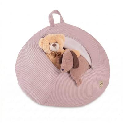 Corduroy Toy Storage Bag and Pouffe Cover — Light Pink