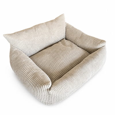 Lodie Corduroy Dog Sofa with Removable Cover – Cloud Grey, L