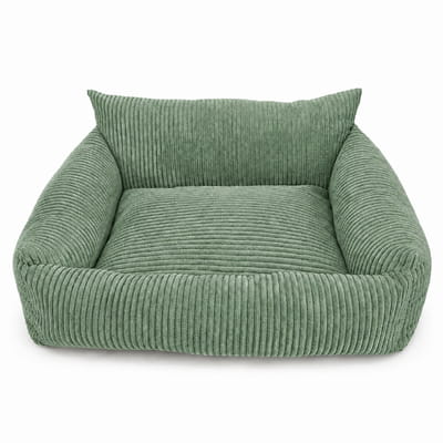 Lodie Corduroy Dog Sofa with Removable Cover – Olive Green, S