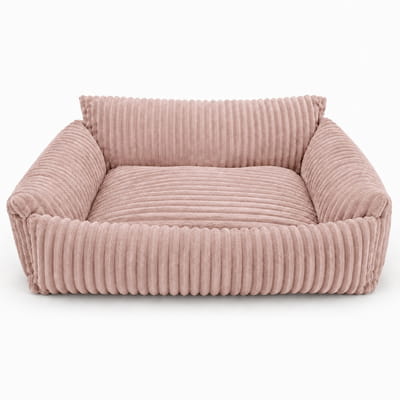 Lodie Corduroy Dog Sofa with Removable Cover – Pink, L