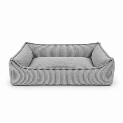Nino Corduroy Memory Foam Dog Basket Bed – Cloud Grey, M