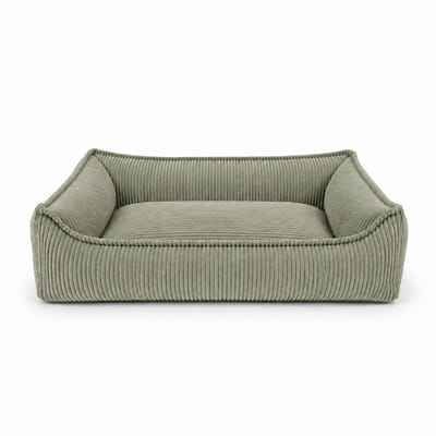 Nino Corduroy Memory Foam Dog Basket Bed – Olive Green, M