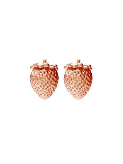 Rose Gold Strawberry Silver Earrings