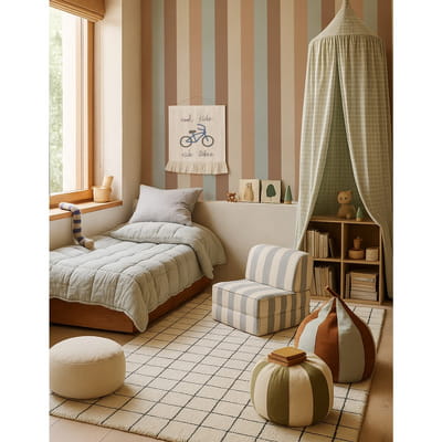 Stripes Four Natural Wallpaper