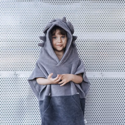 Surfdragon Kids Bath Poncho - Grey