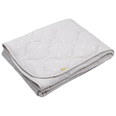 Softy Quilted Baby Blanket – 75 × 100 cm, Beige Logo Print/ White