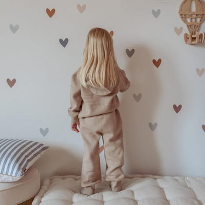 Wall Stickers Hearts - Cappuccino and Blue