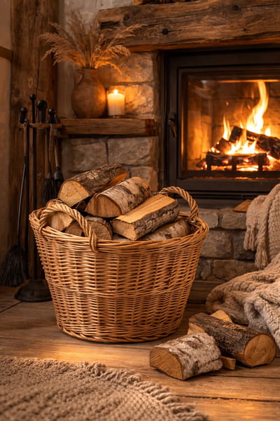 Wicker Basket For Garden And Firewood, 45L