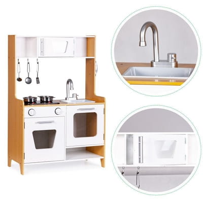Wooden Play Kitchen for Children with Multimedia Burners