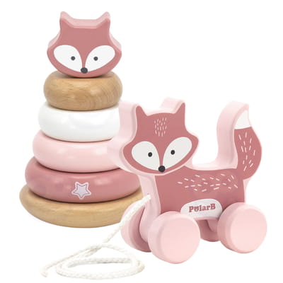 Wooden Set: Pyramid + Fox for Pulling