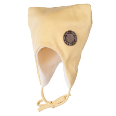 Yellow Merino Wool Tie-Up Baby Hat