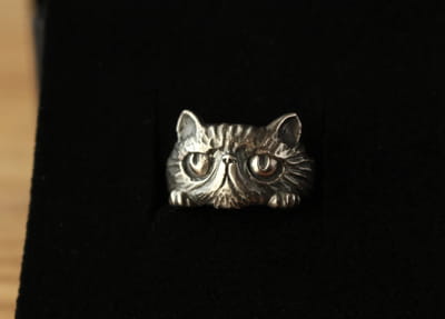 Flat Face Exotic Cat Ring - Silver