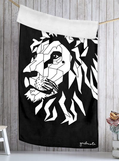 Towel White Lion - Black