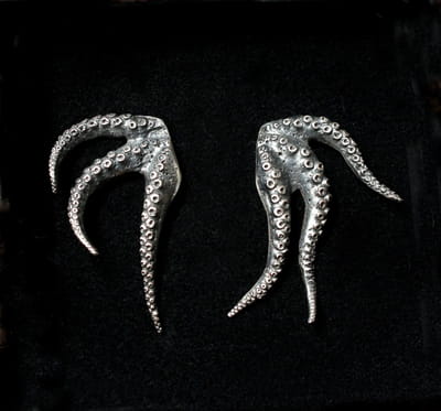 Silver Octopus Earrings - Small