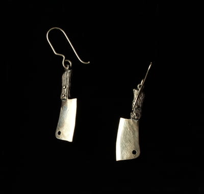 Meat Cleaver Earrings - Sterling Silver