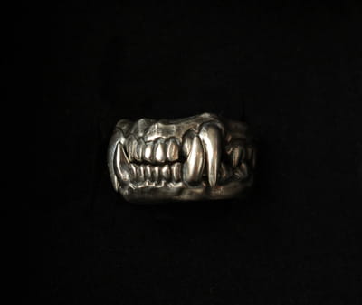 Predator Jaws Double Ring - Silver