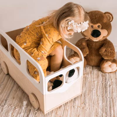 Kids Toy Storage Box on Wheels - Bus