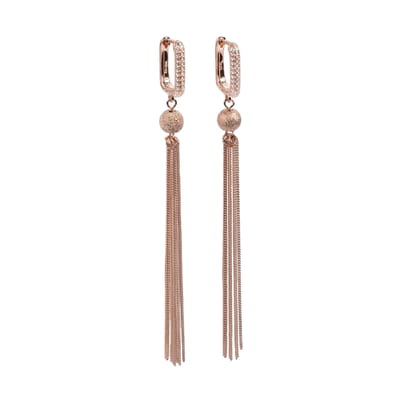 Metropolitan Glow White Tassel Earrings - Rose Gold and Silver
