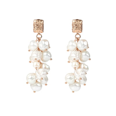 Festive Pearls Earrings - Rose Gold and Silver