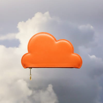 Leather Cloud Purse - Orange