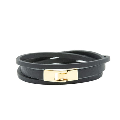 Double Wrap Slit Bracelet - Golden Hook Clasp