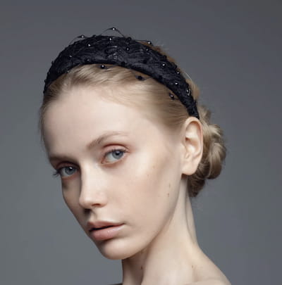 Headband Charlize with Swarovski Crystals Honeycomb Veil